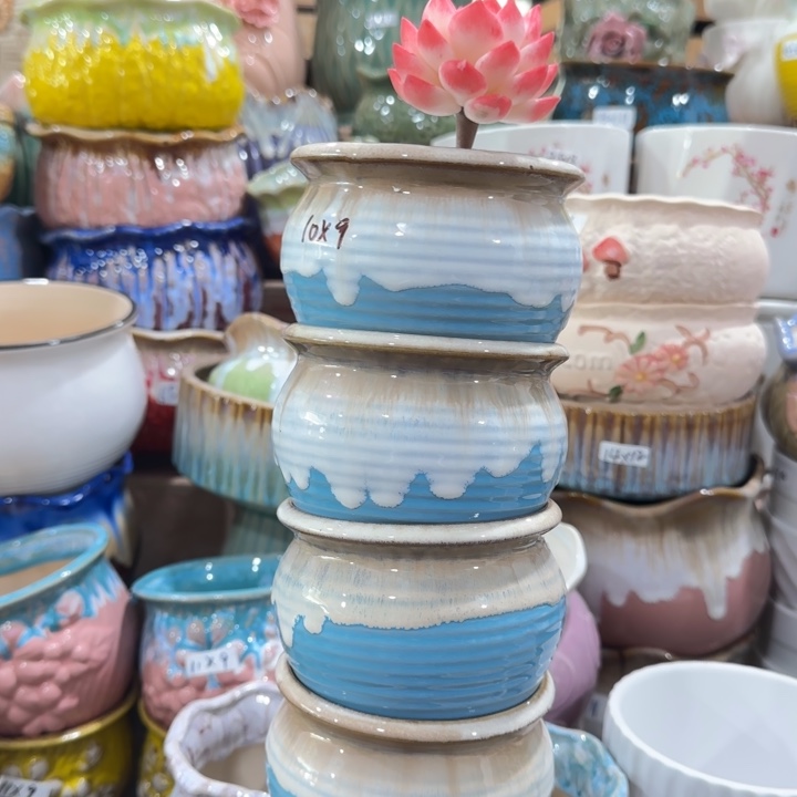 凑9块包邮，有孔，陶瓷花盆