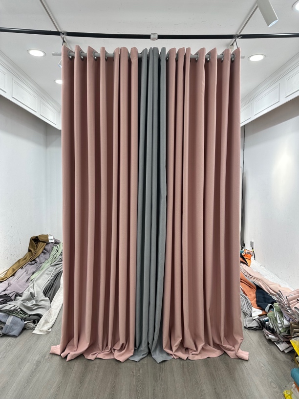 02福利雪尼尔麻：粉灰（成品窗帘）