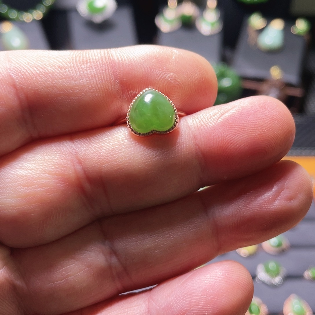 和田玉银S925镶嵌戒指