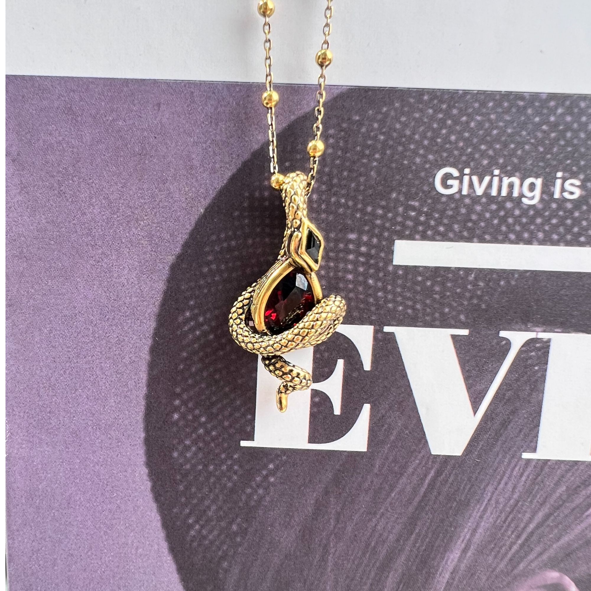 【liveup足金吊坠】灵蛇复古电黑工艺黑金设计412（不含链）