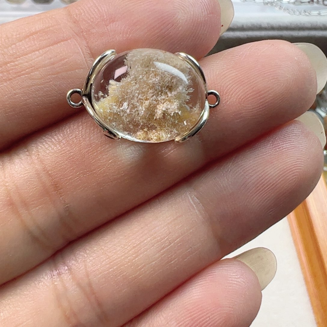 奶***盖水晶手链银S800镀金镶嵌