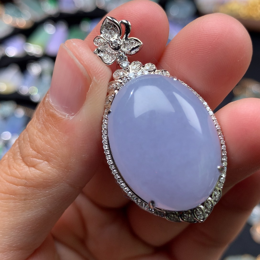 吊坠(不含链)18K金镶嵌翡翠