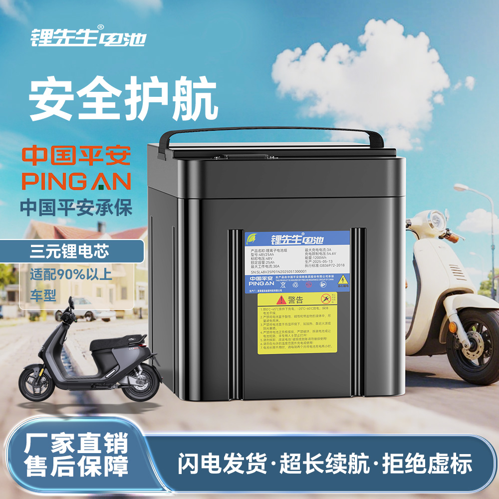 48V新国标电动车锂电池台铃爱玛新日星恒绿源22A26A防水通用