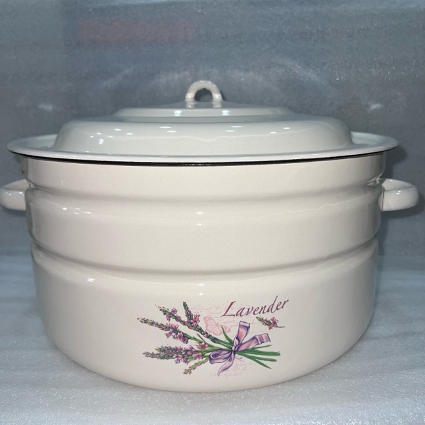 俄罗斯原装进口正品搪瓷双耳锅18升大容量炖肉锅怀旧复古家用汤锅