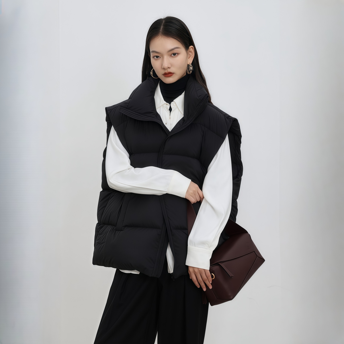 超好看减龄 胖mm大码立领棉服马甲女秋冬简约百搭叠穿坎肩外套612