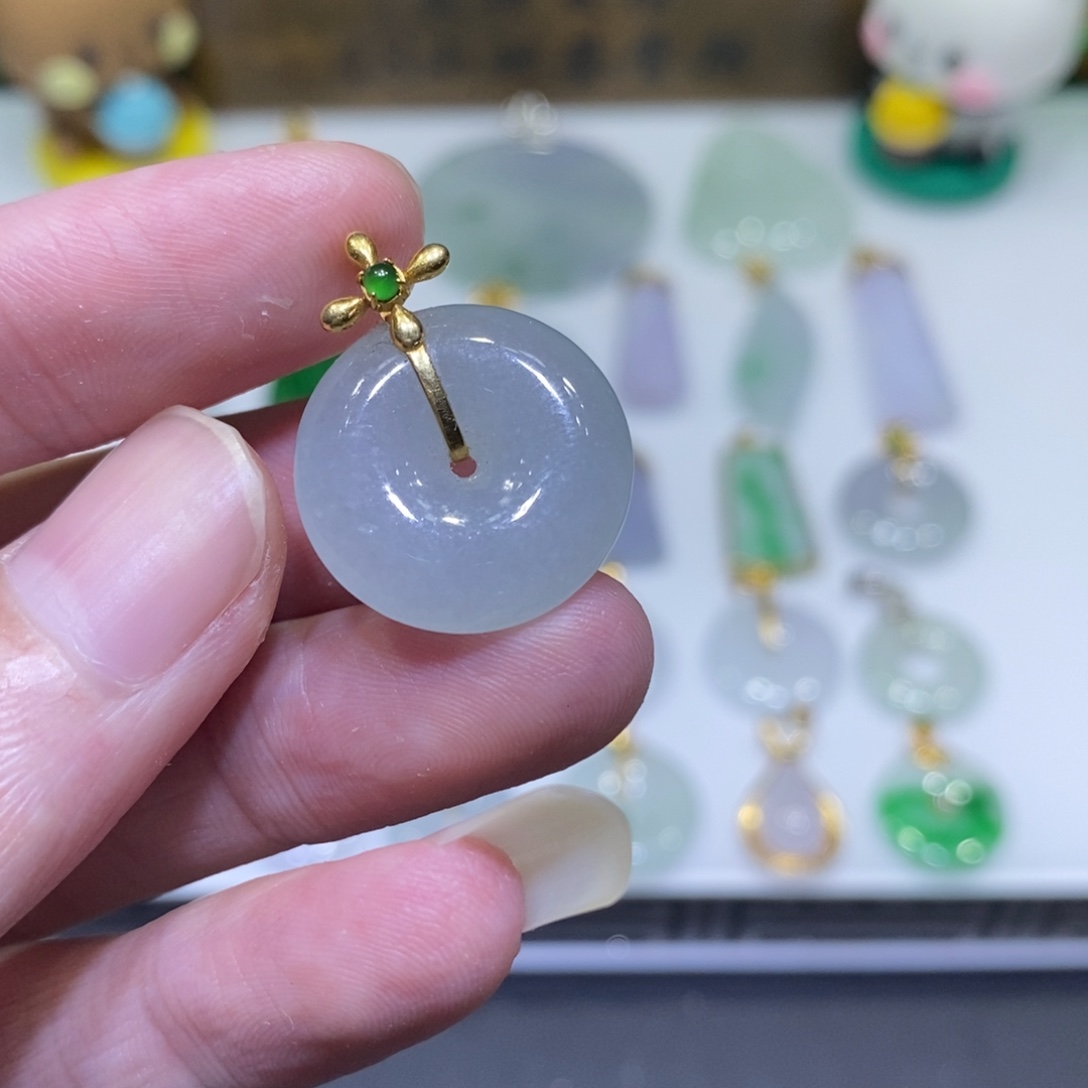 翡翠18K金镶嵌吊坠(不含链)