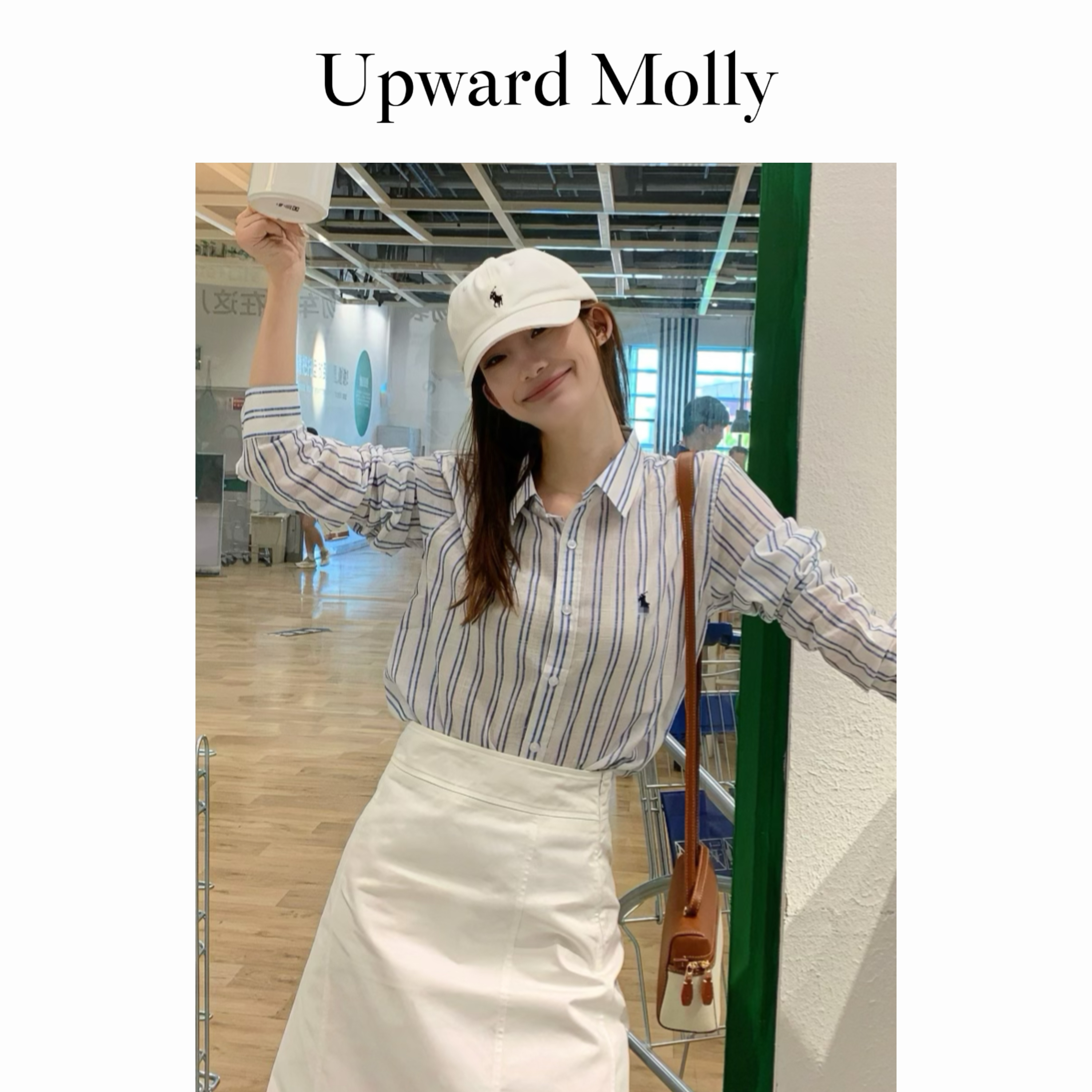 Upward Molly【航海日记】100亚麻慵懒宽松定织条纹长袖衬衫