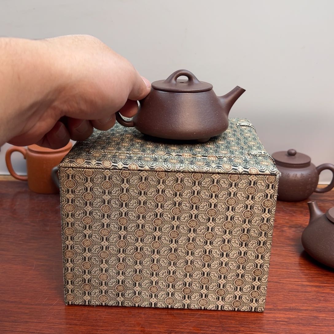 茶壶紫砂微瑕：平盖石瓢：120cc 天青紫泥