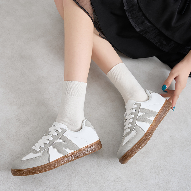 新百伦秋冬季百搭皮革橡胶通用系带增高德训鞋