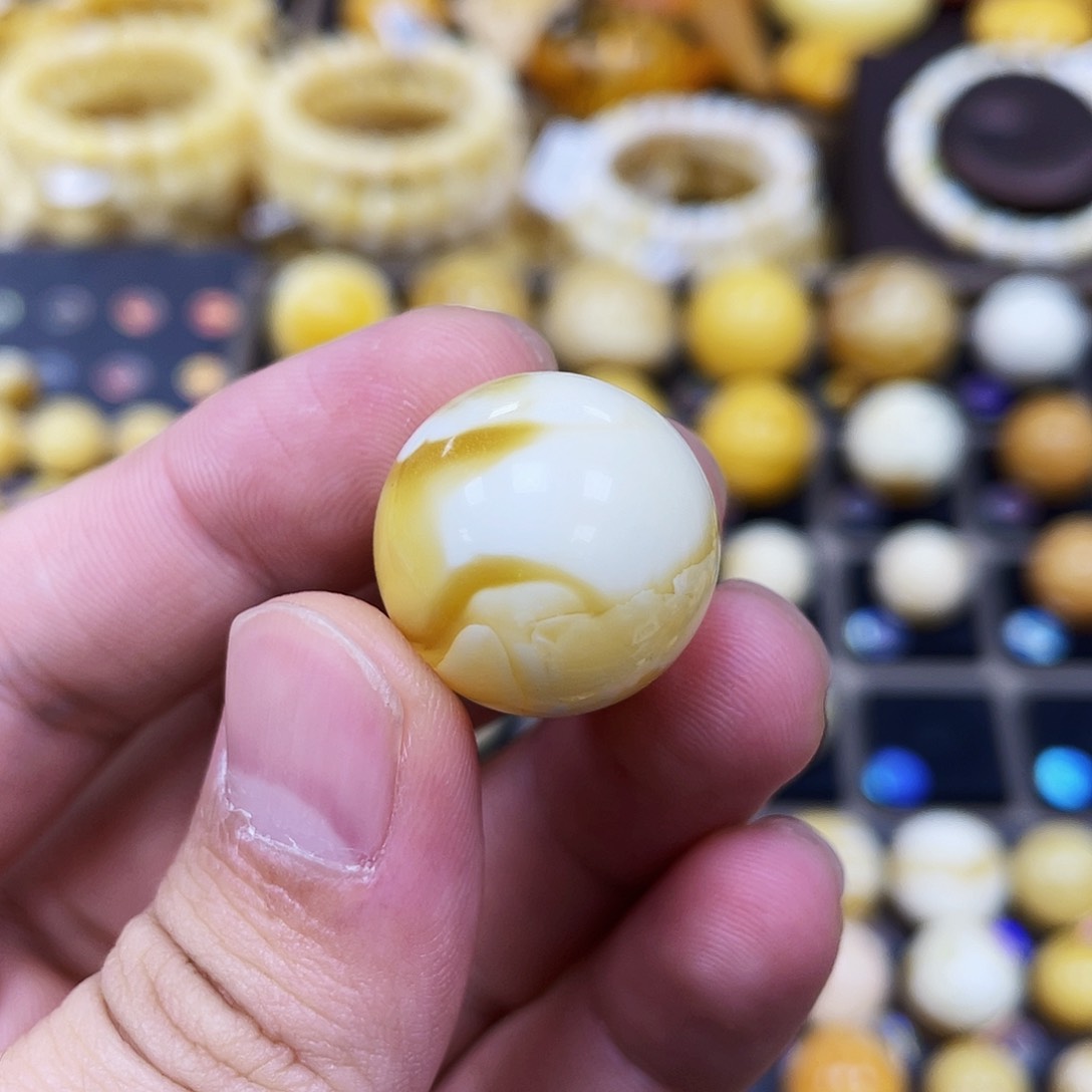 蜜蜡珠宝奇石未镶嵌20.6+mm金瓷白蜡款｜圆珠·段掌柜