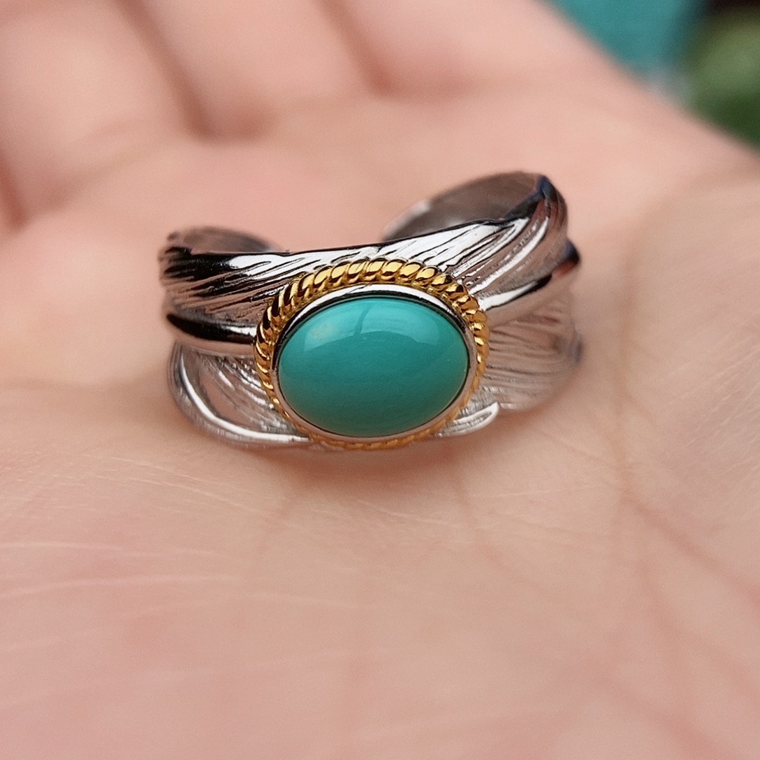 绿松石银S925镶嵌戒指