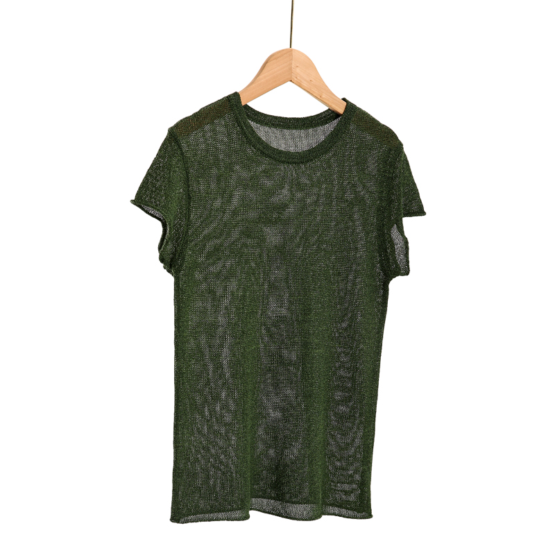 夏季镂空针织衫女圆领短袖透气上衣薄款凉感--SXS8262