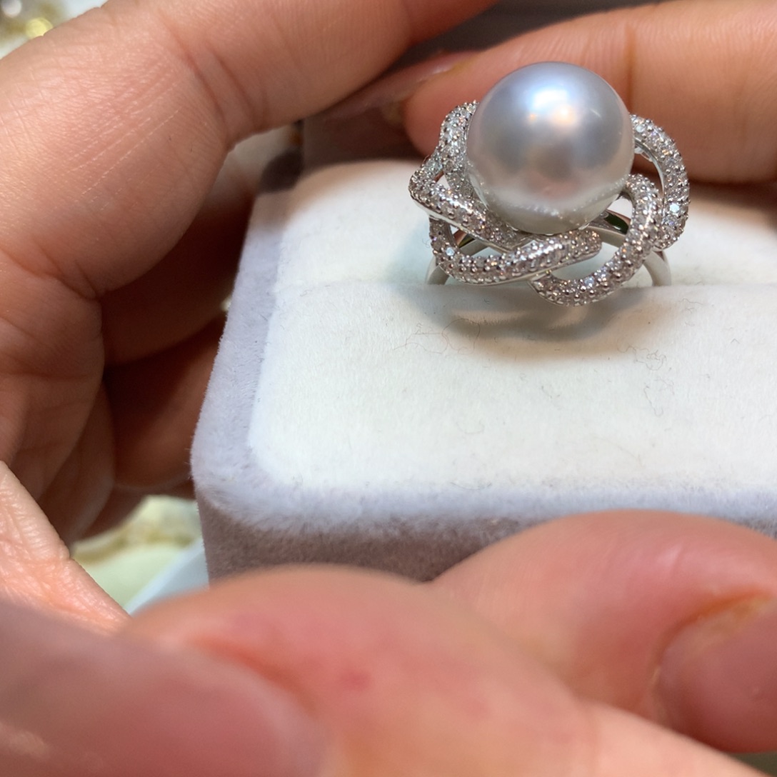 海水珍珠戒指银S925镶嵌