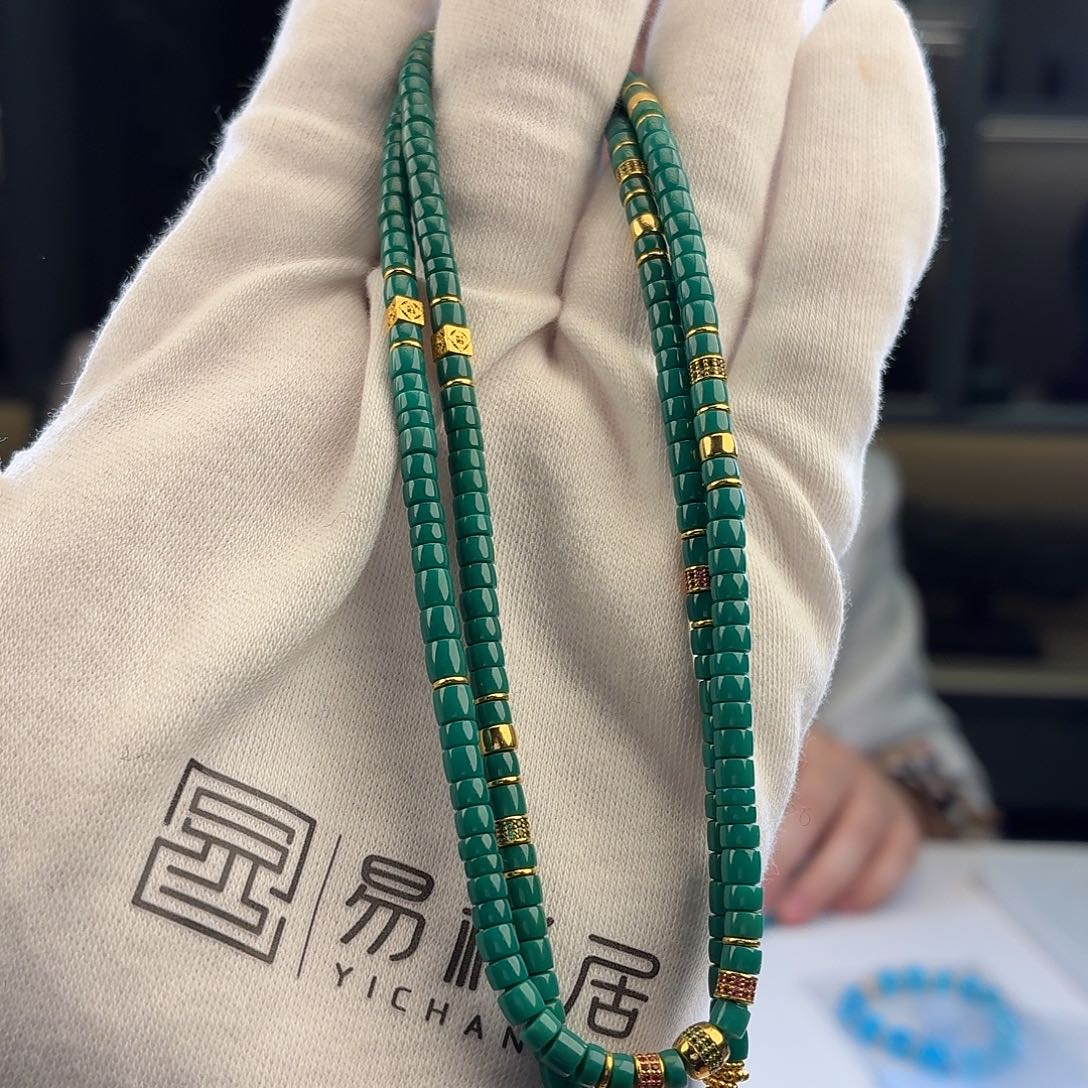 绿松石18K金镶嵌挂件3.6mm