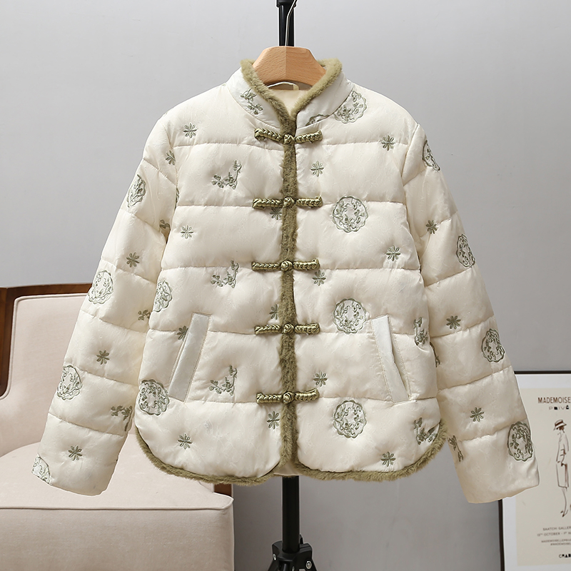 新中式羽绒服女刺绣冬季新款短款复古轻薄加厚中国风时尚