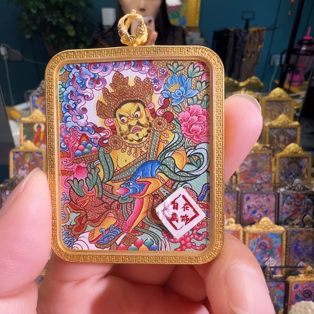吊坠热贡纯手绘唐卡黄c