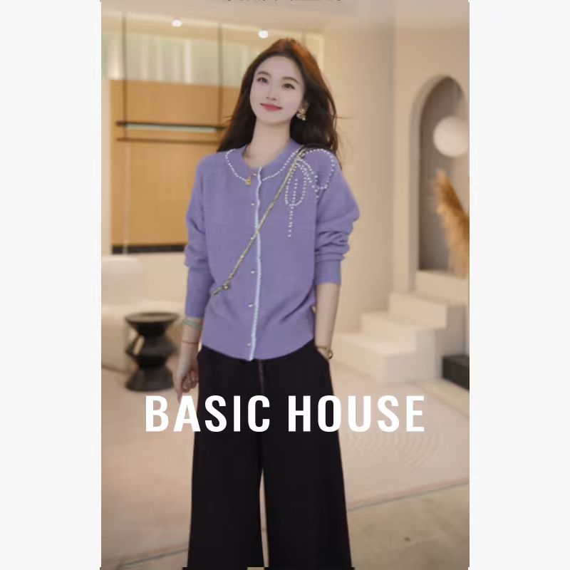 Basic House/百家好长袖毛针织衫简约针织宽松常规款B1195B53F92