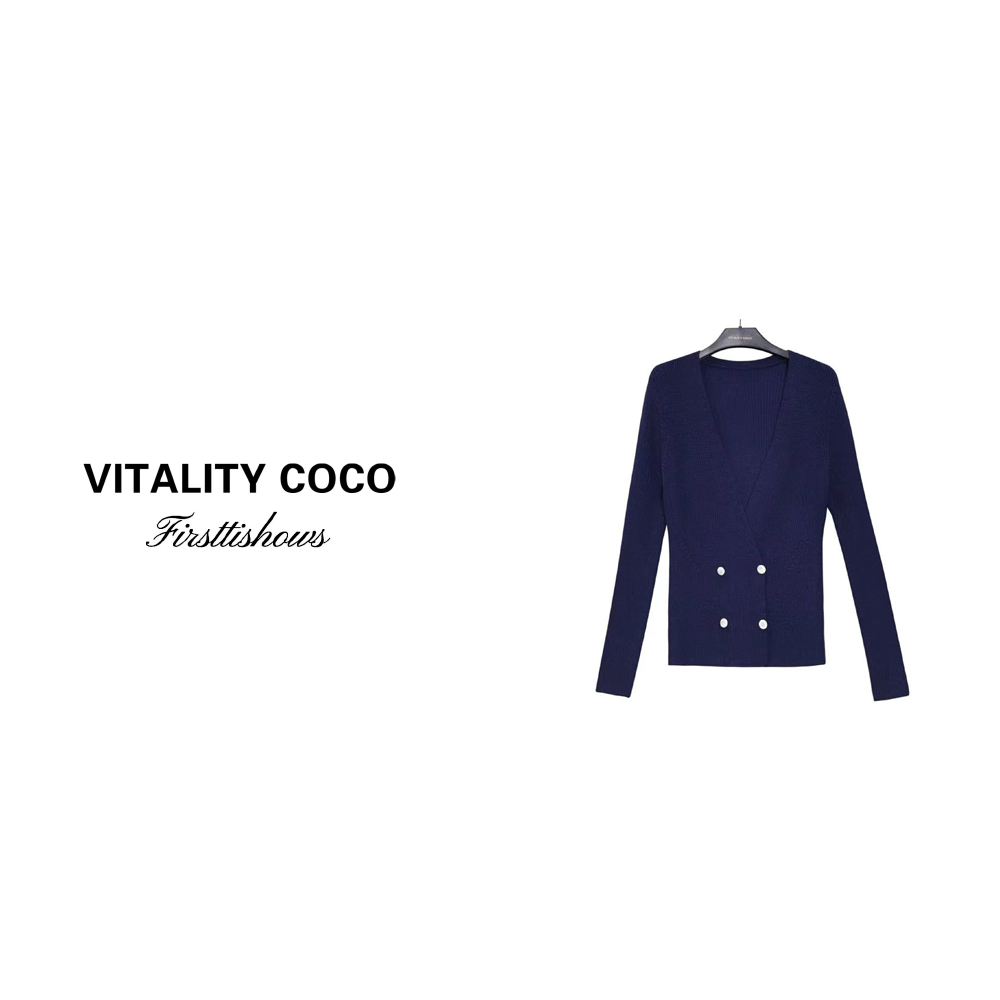 「VITALITY COCO」"一见倾心"双排扣针织衫轻奢名媛简约开襟衫-289