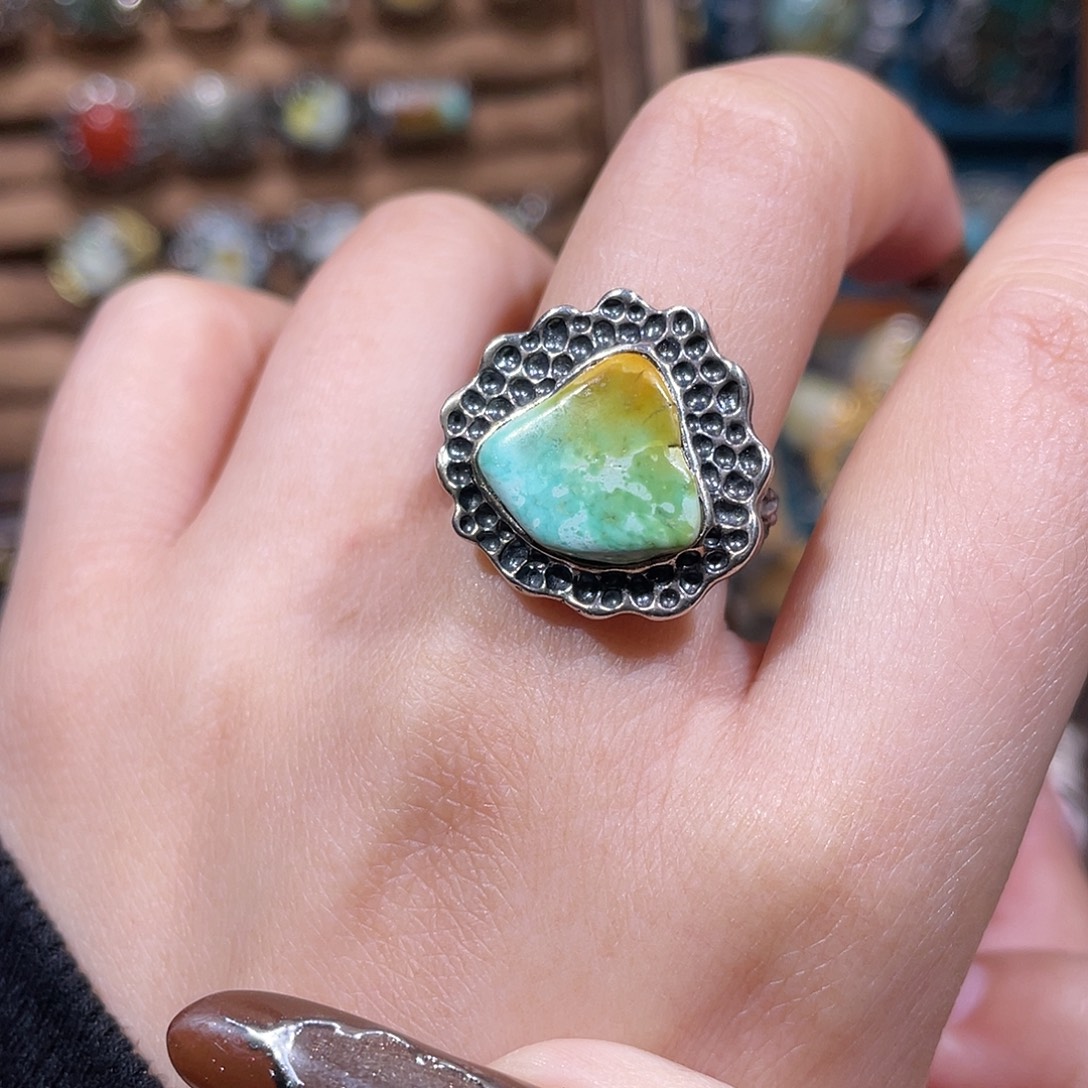 绿松石银S925镶嵌戒指