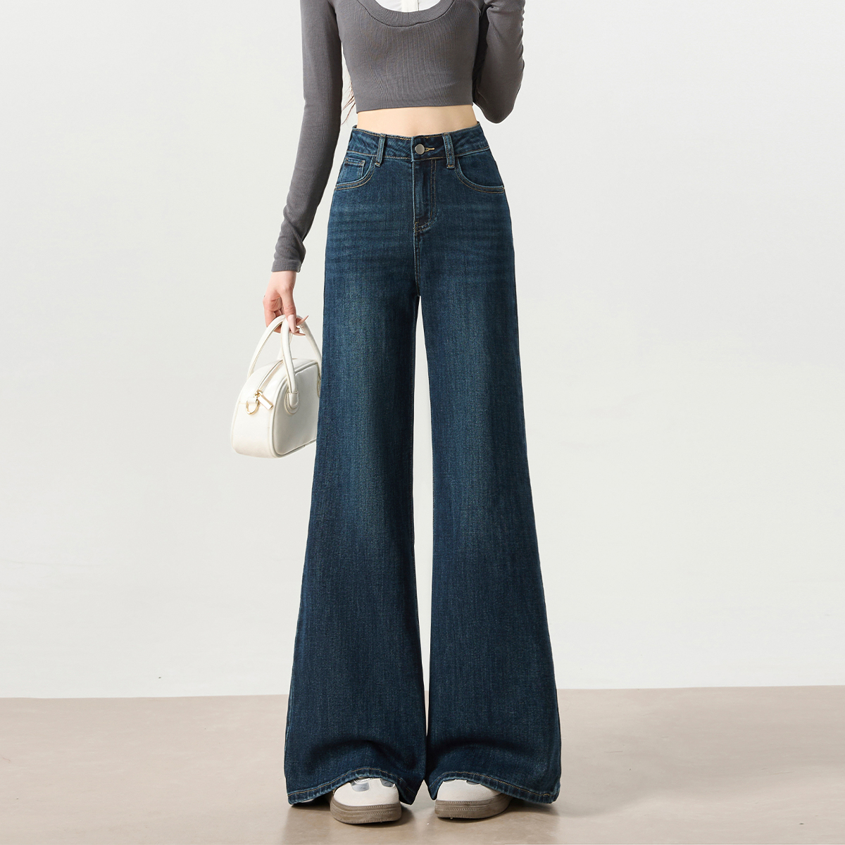 淘稚气高腰微喇牛仔裤阔腿女爆款2026新款春季显瘦不贴腿牛仔裤商品图