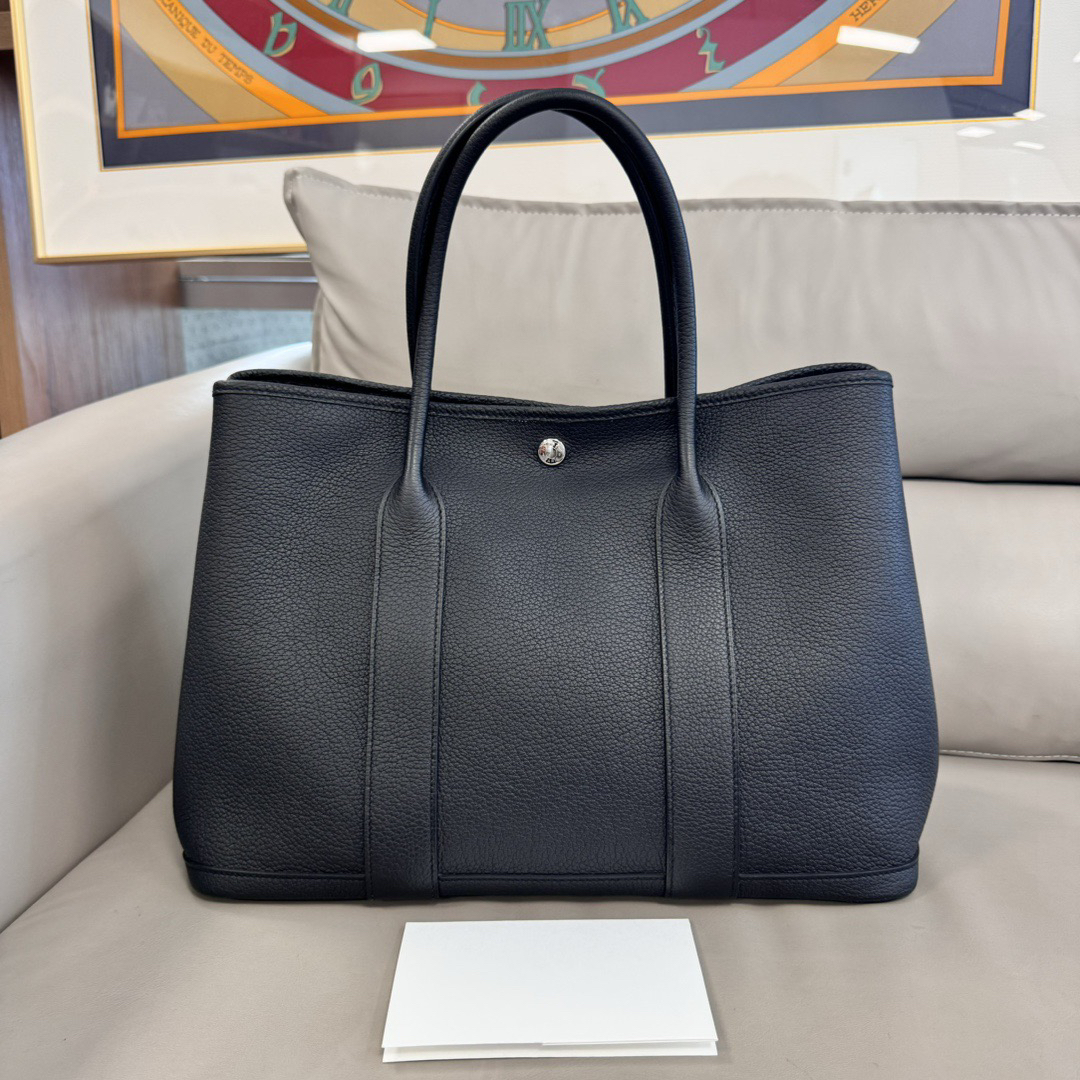 99新 Hermes/爱马仕 【嘻哈】花园手提包/D刻/花园30/黑色