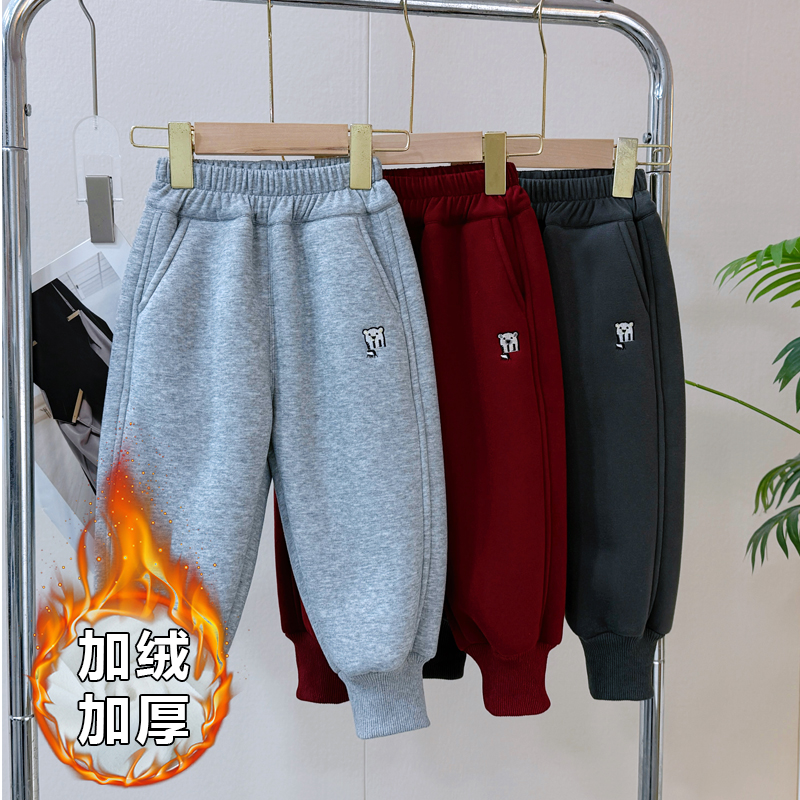 【过冬首选】男女儿童加绒加厚休闲卫裤外穿保暖裤宝宝运动裤百搭款