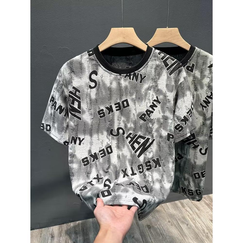 T614短袖t恤男夏季韩版潮流简约半袖上衣港风宽松休闲潮