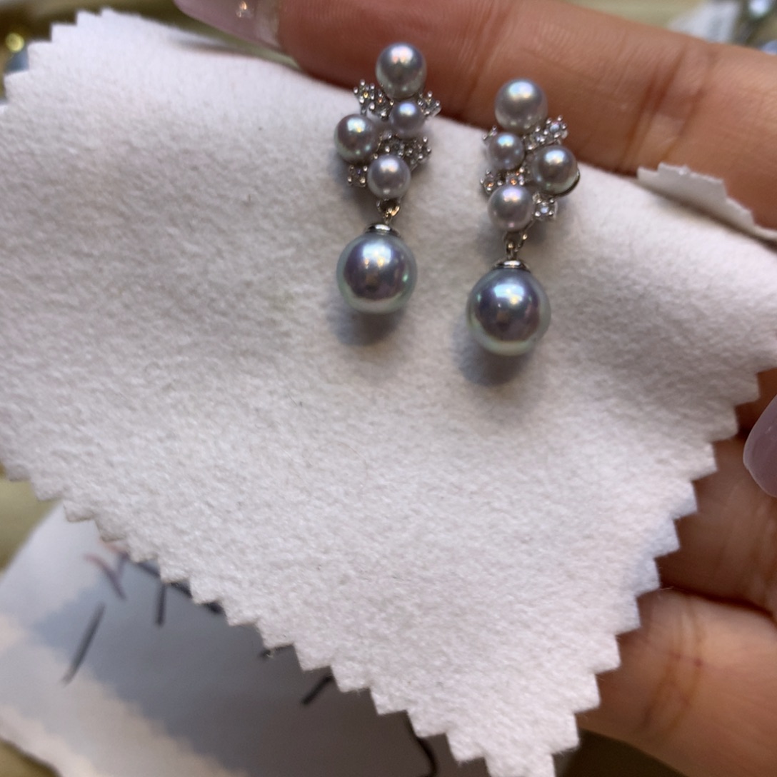 银S925镶嵌耳饰海水珍珠