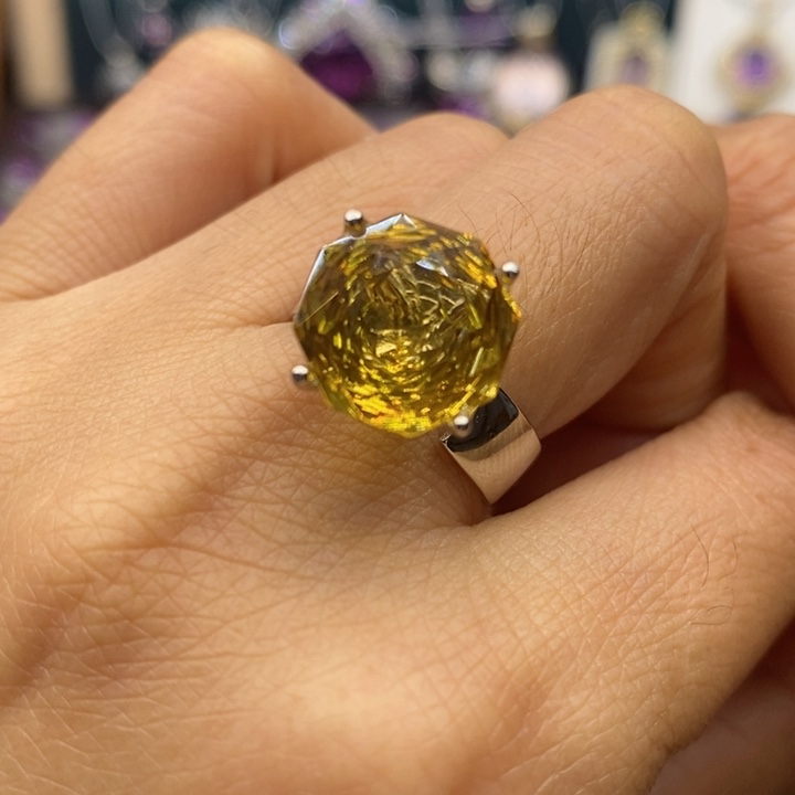 水晶戒指银S925镶嵌天然水晶戒指