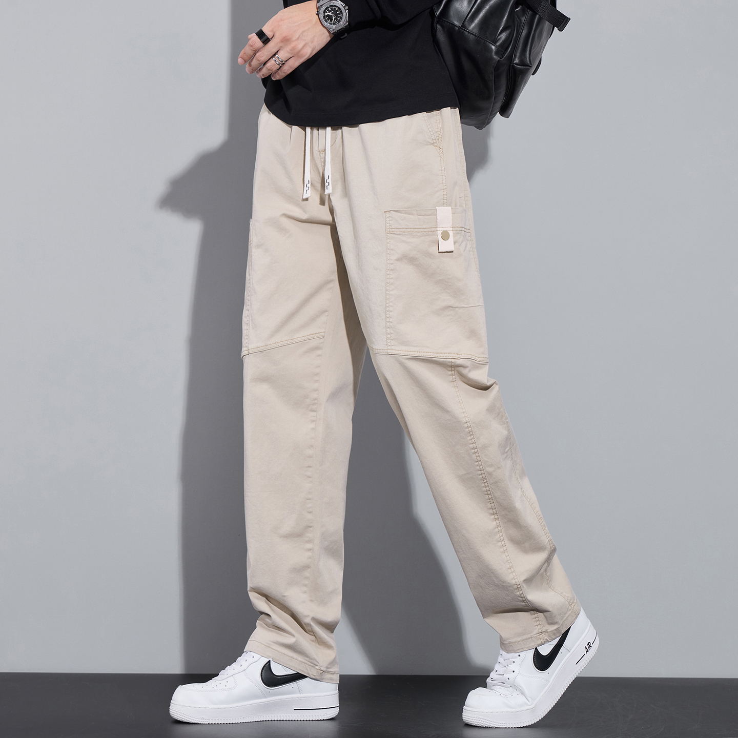 【加绒加厚】高定工装口袋直筒立体剪裁休闲裤加绒百搭锁温蓄热2403