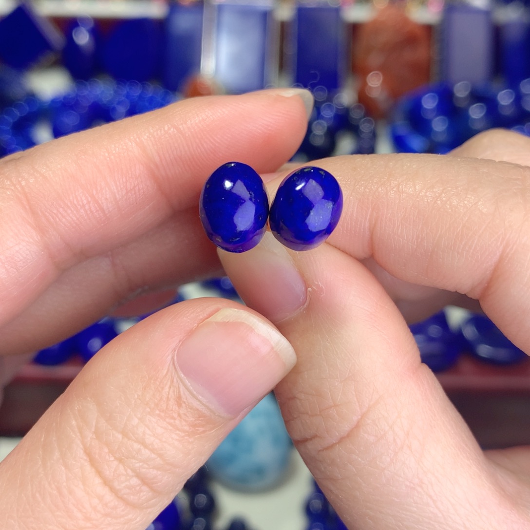 青金石未镶嵌耳钉定制