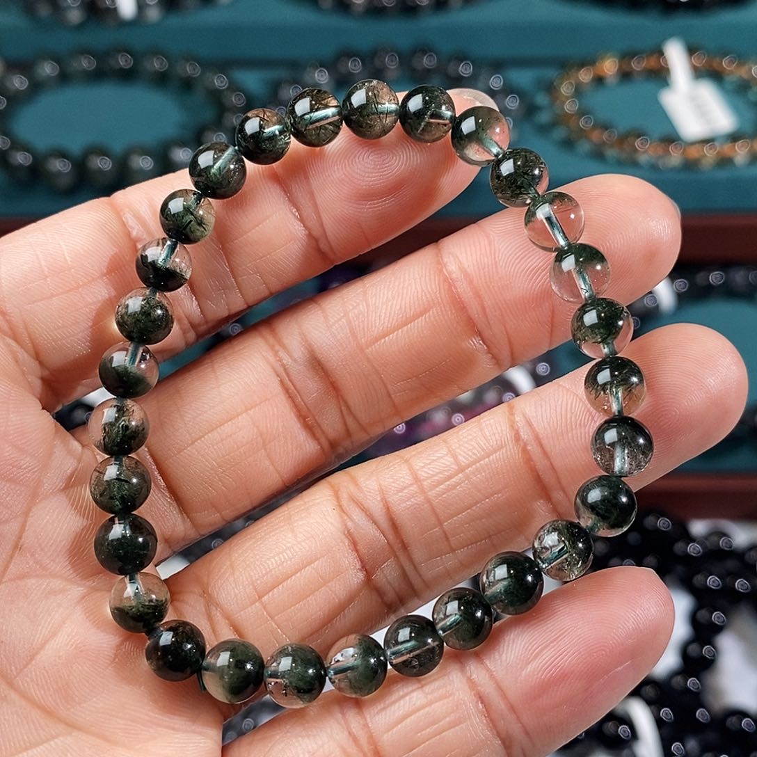 水晶手串未镶嵌绿幽灵手串6mm全透体