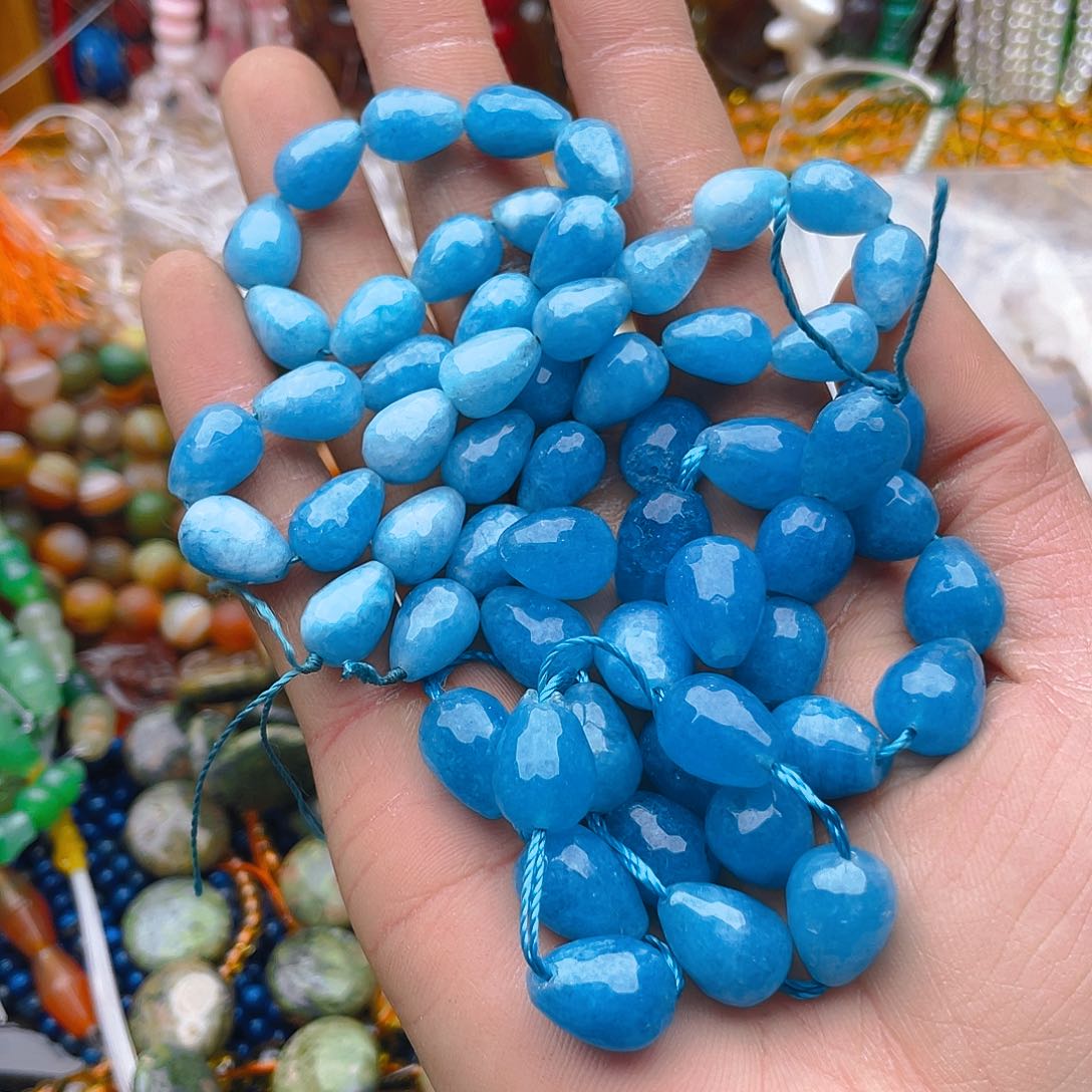 玛瑙/玉髓珠宝半成品未镶嵌海蓝宝2条打包