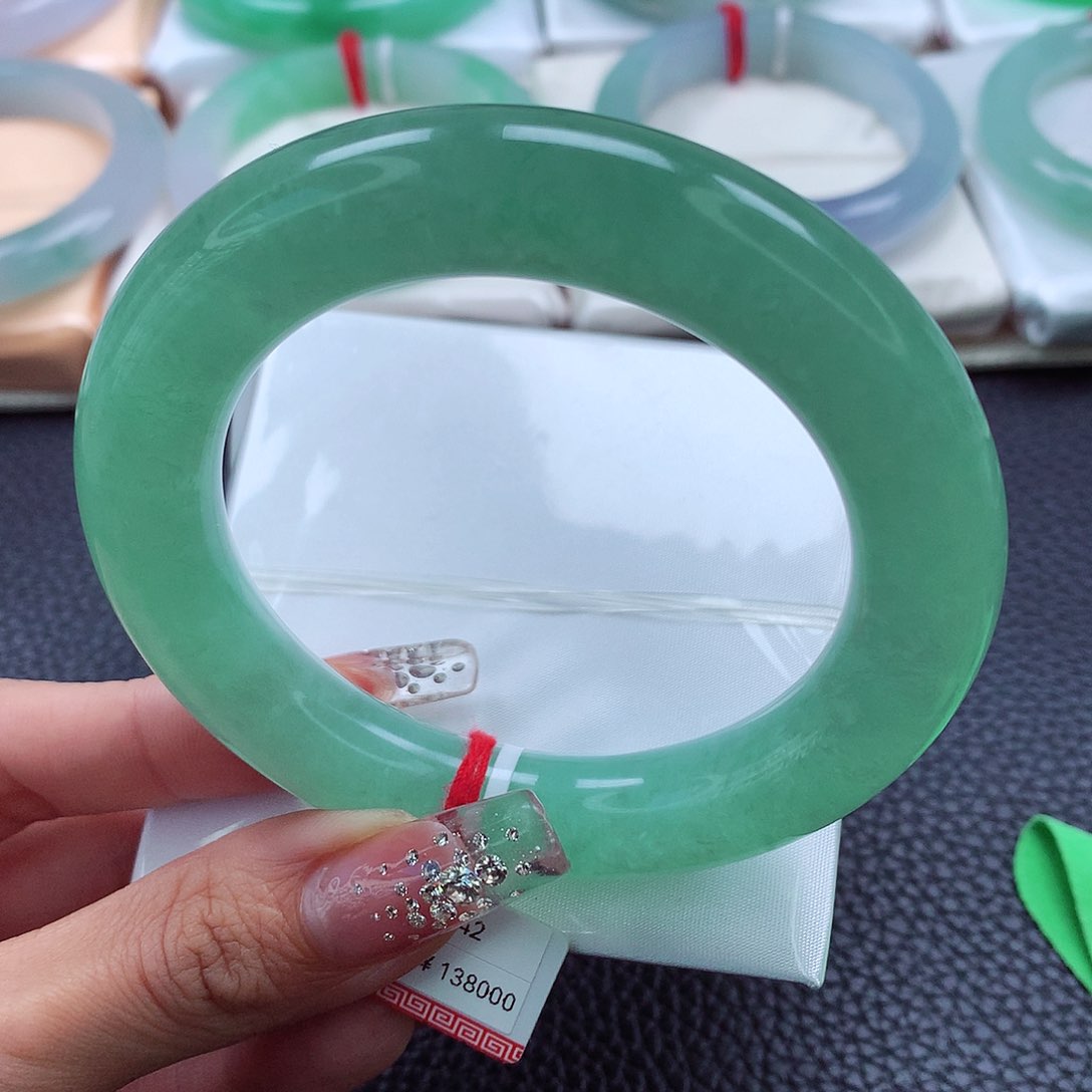 翡翠手镯未镶嵌57.58.59冰绿大胖圆 条形双13