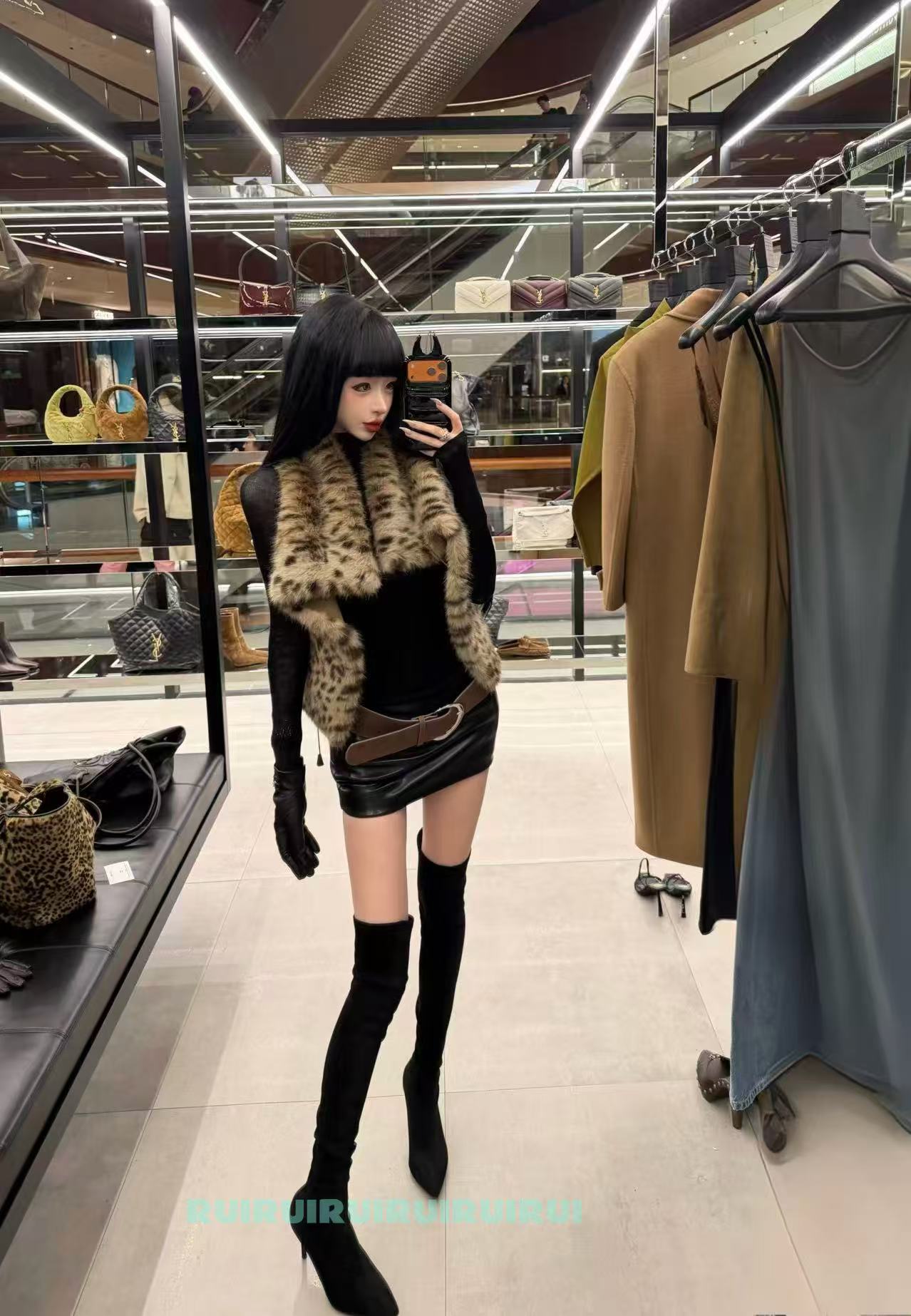 【HAN】环保皮草马甲外套女D0409