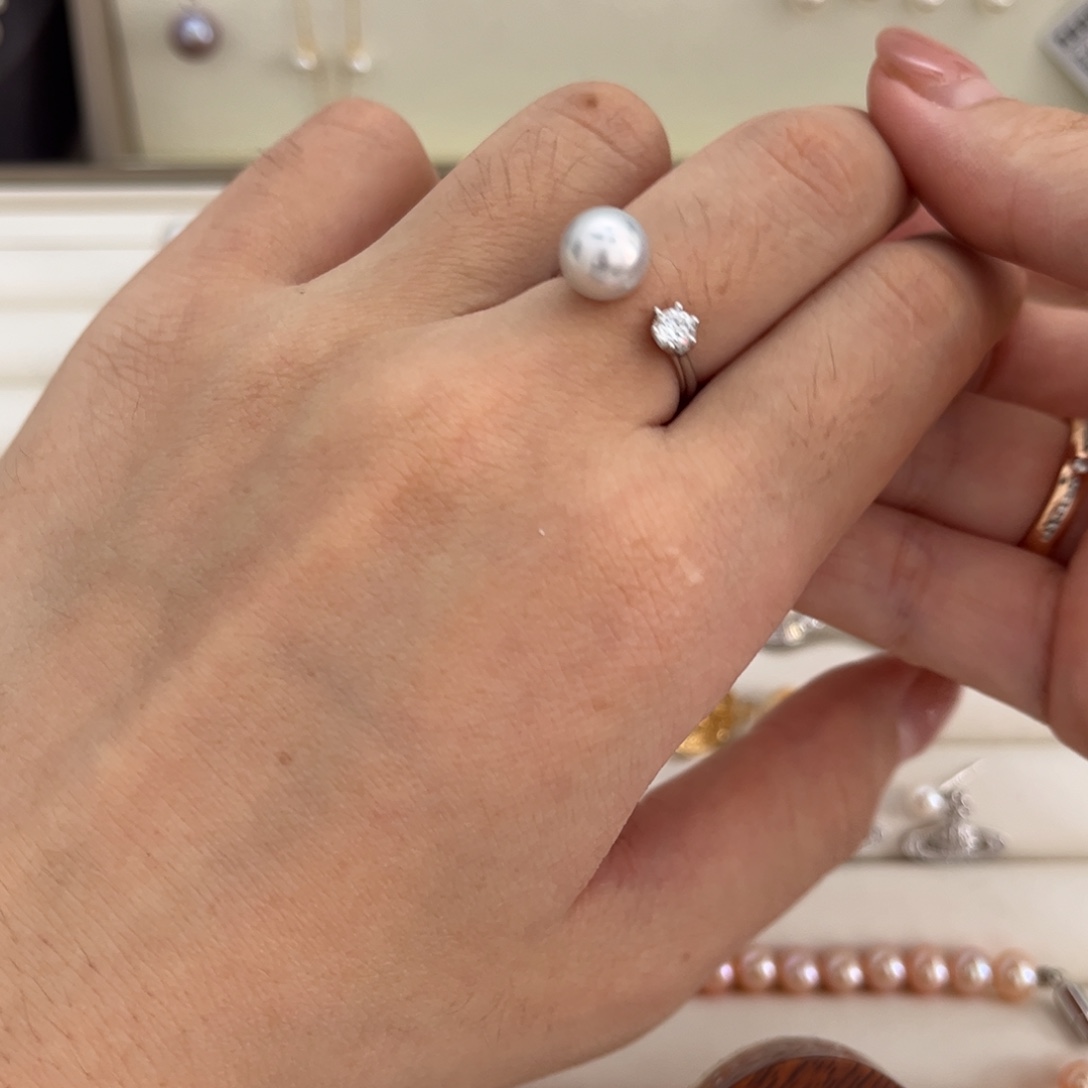 银S925镶嵌戒指海水珍珠