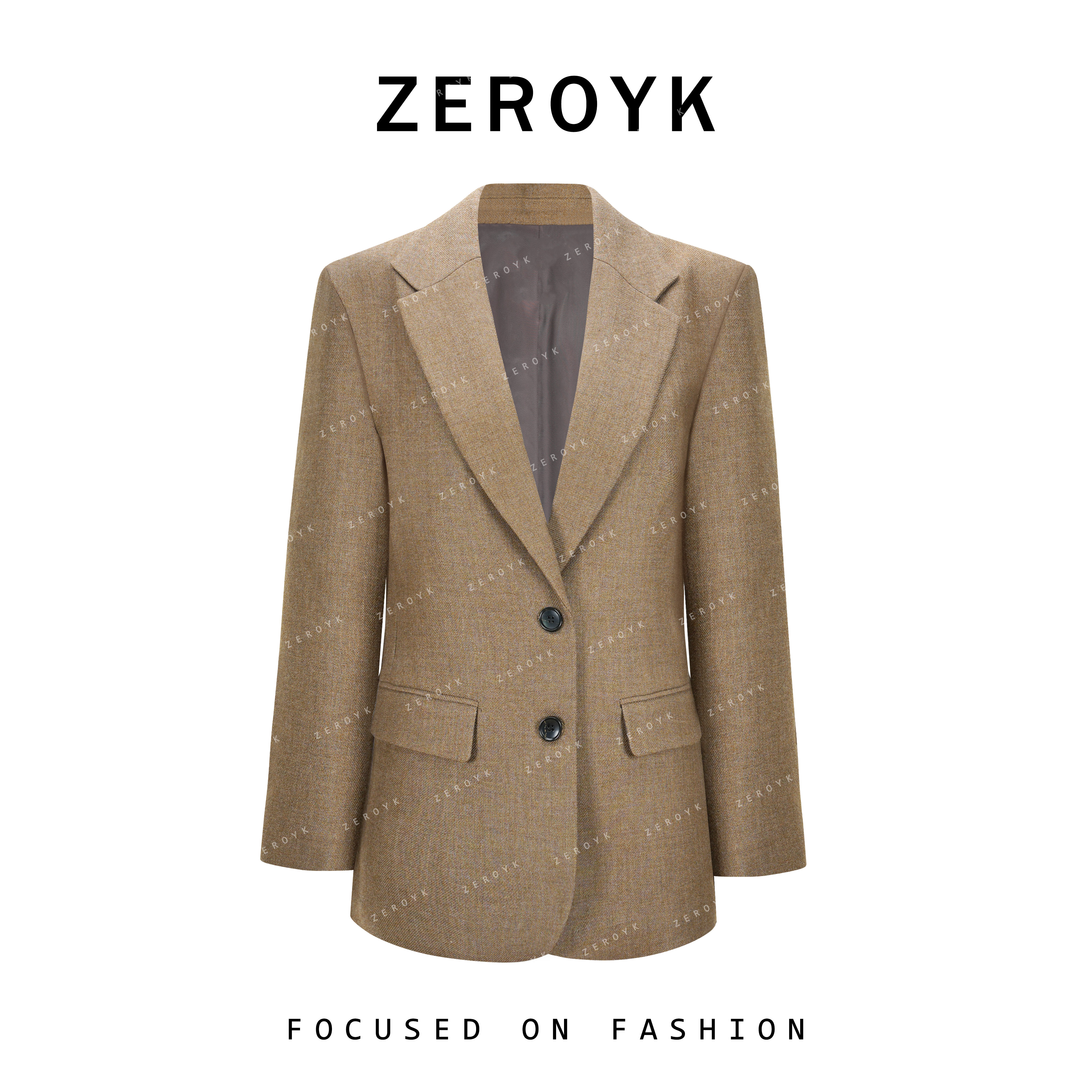 ZEROYK翎蔻 深圳南油冬季羊毛休闲时尚设计师纯色极简风套装
