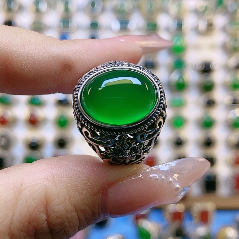 【闪购商品】玛瑙/玉髓戒指银S925镶嵌龙*