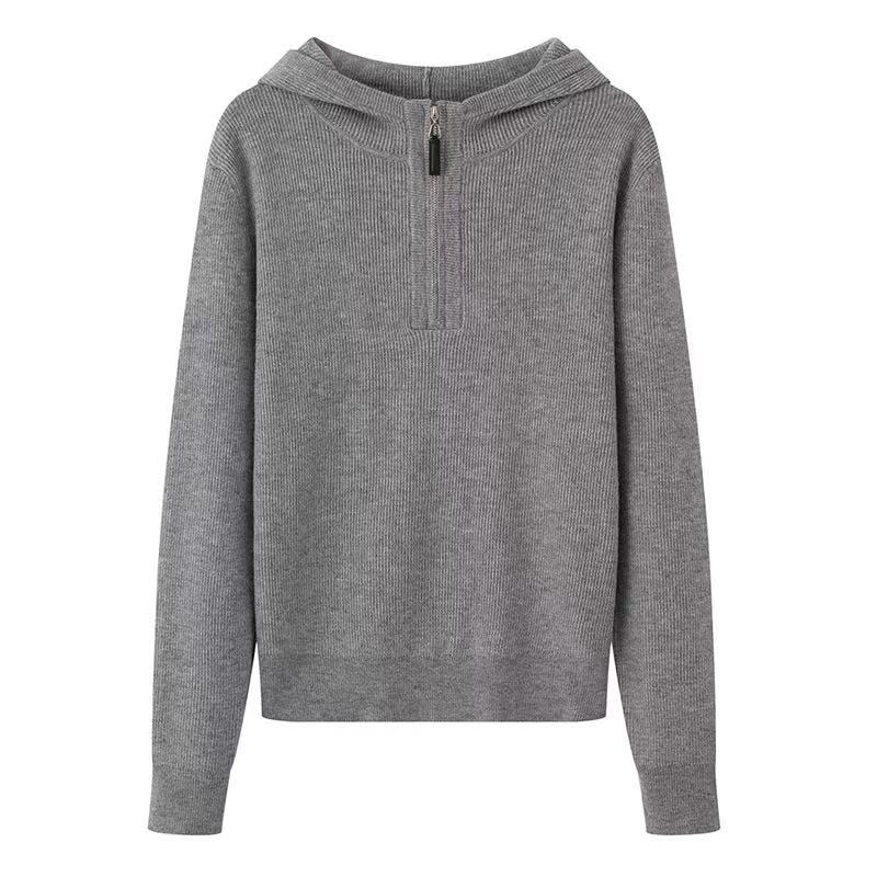 商场同款2025冬季新款时尚百搭连帽针织衫毛衣上衣女4021