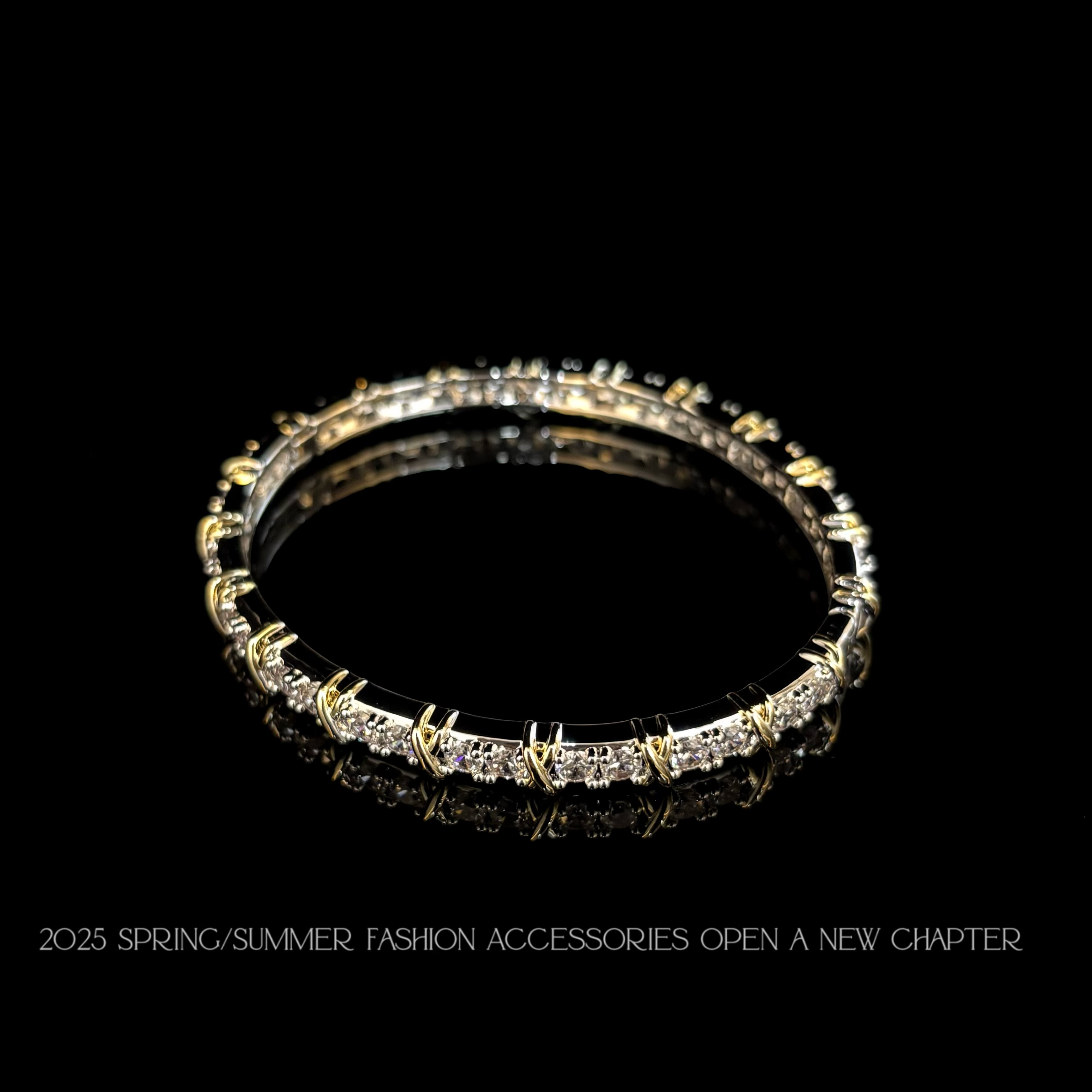 铜合金手镯 镀K金 2025款C2039【交叉双色手】BOBAOLI 手镯