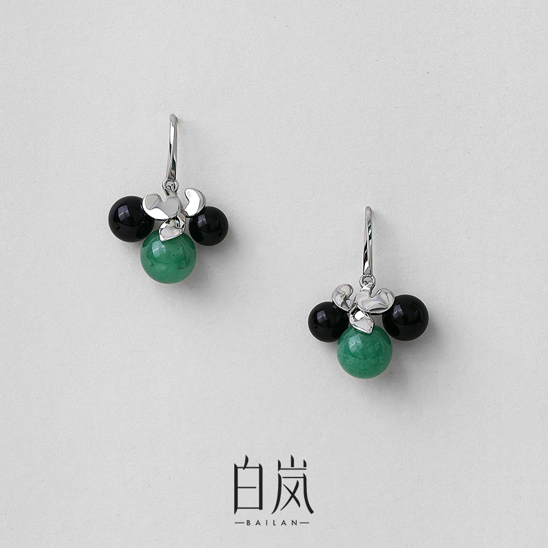 【双11上新】白岚卷草多宝耳环玛瑙东陵玉耳坠耳饰女新款ED4824