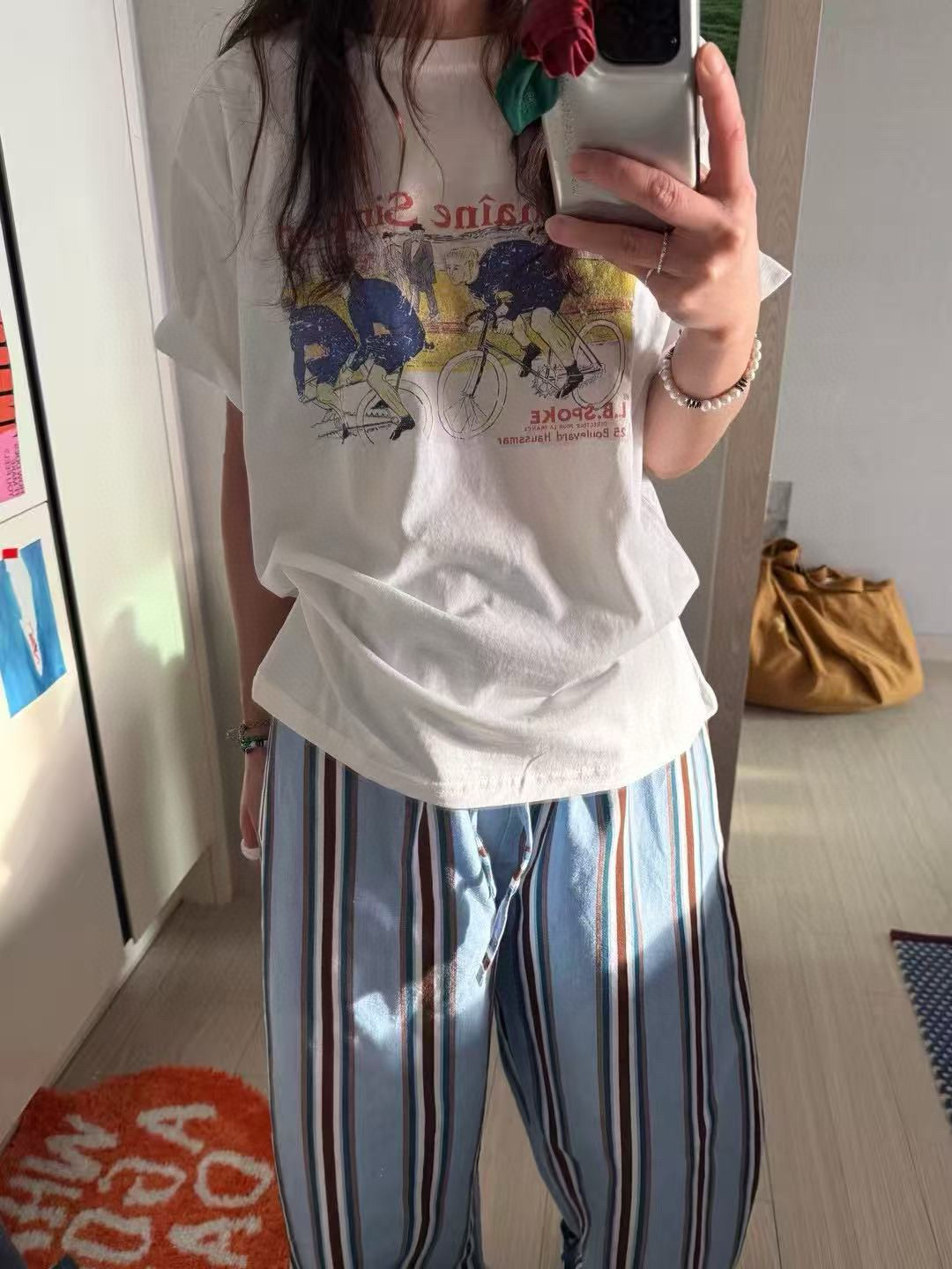 现韩国东大门代购dohwaji2025夏季款洋气百搭卡通动漫印花短袖T恤