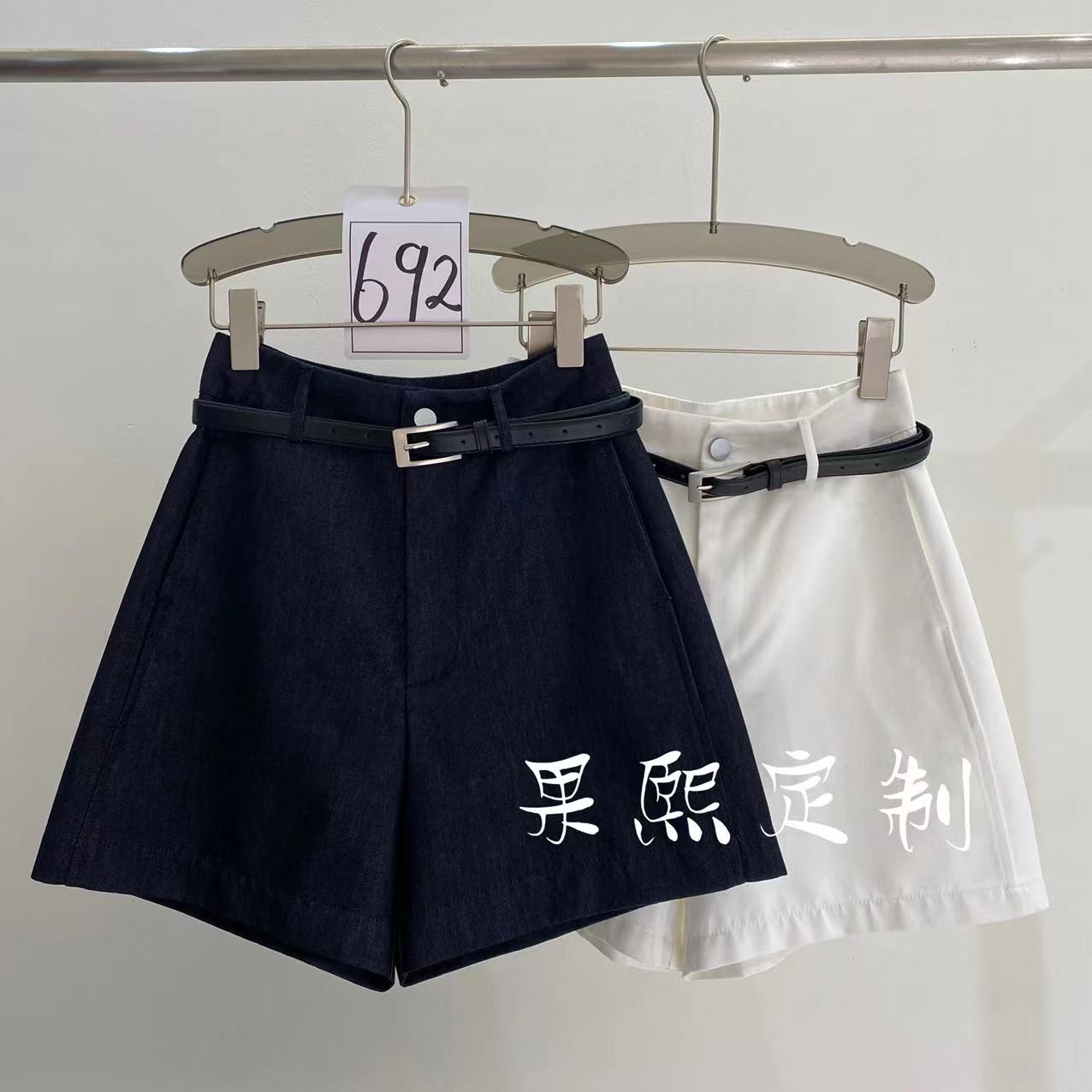 【果煕定制】新款牛仔四分裤夏简约时尚通勤百搭高腰显瘦短裤80535