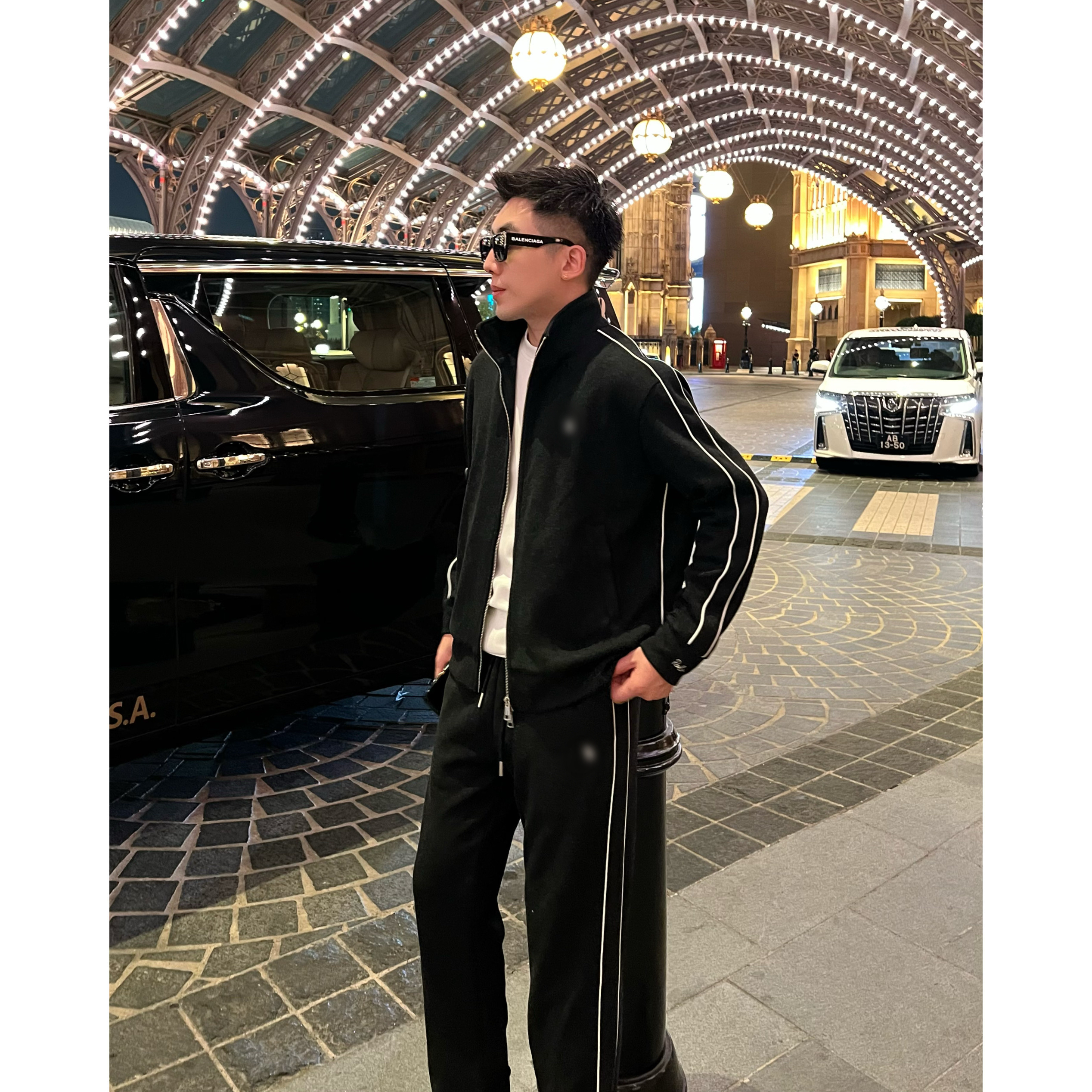 【白条马套装】痞帅慵懒男装25秋醋酸羊毛混纺休闲长裤子上衣外套装