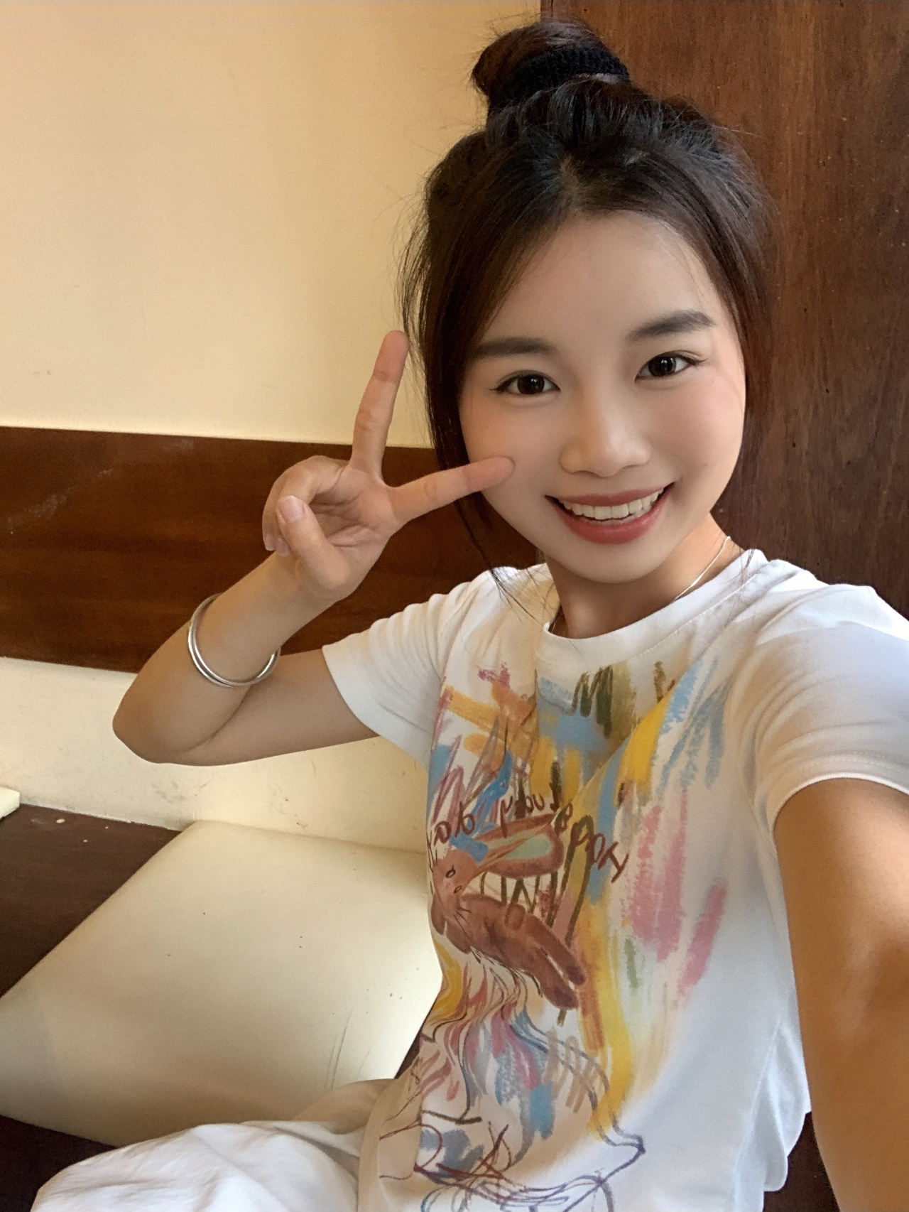 奈看小个子【油画少女】夏季新款韩版正肩短袖时尚百搭T恤
