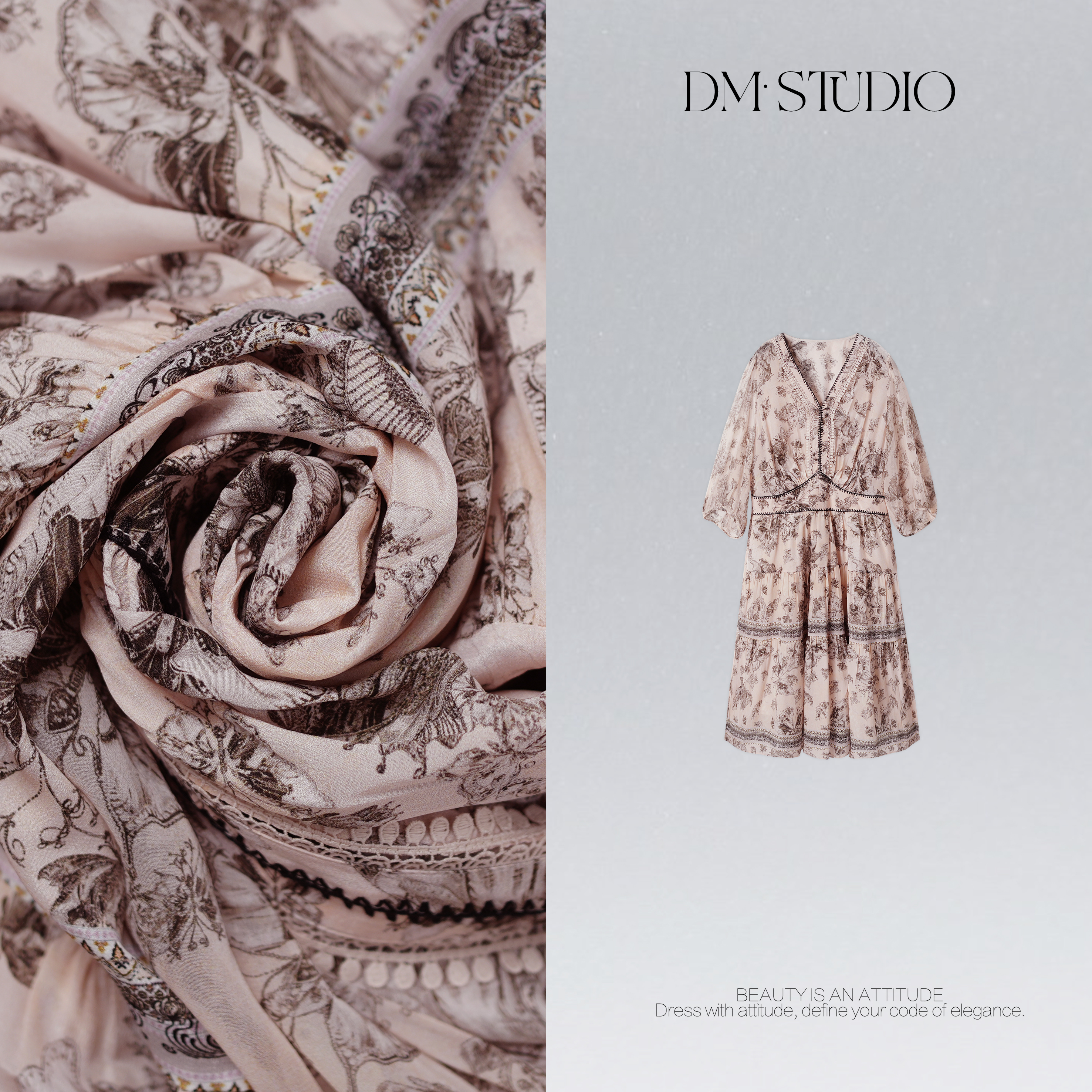 DEDM•STUDIO/静奢小众高级感温婉风碎花连衣裙2505LYQ/25S-1339K