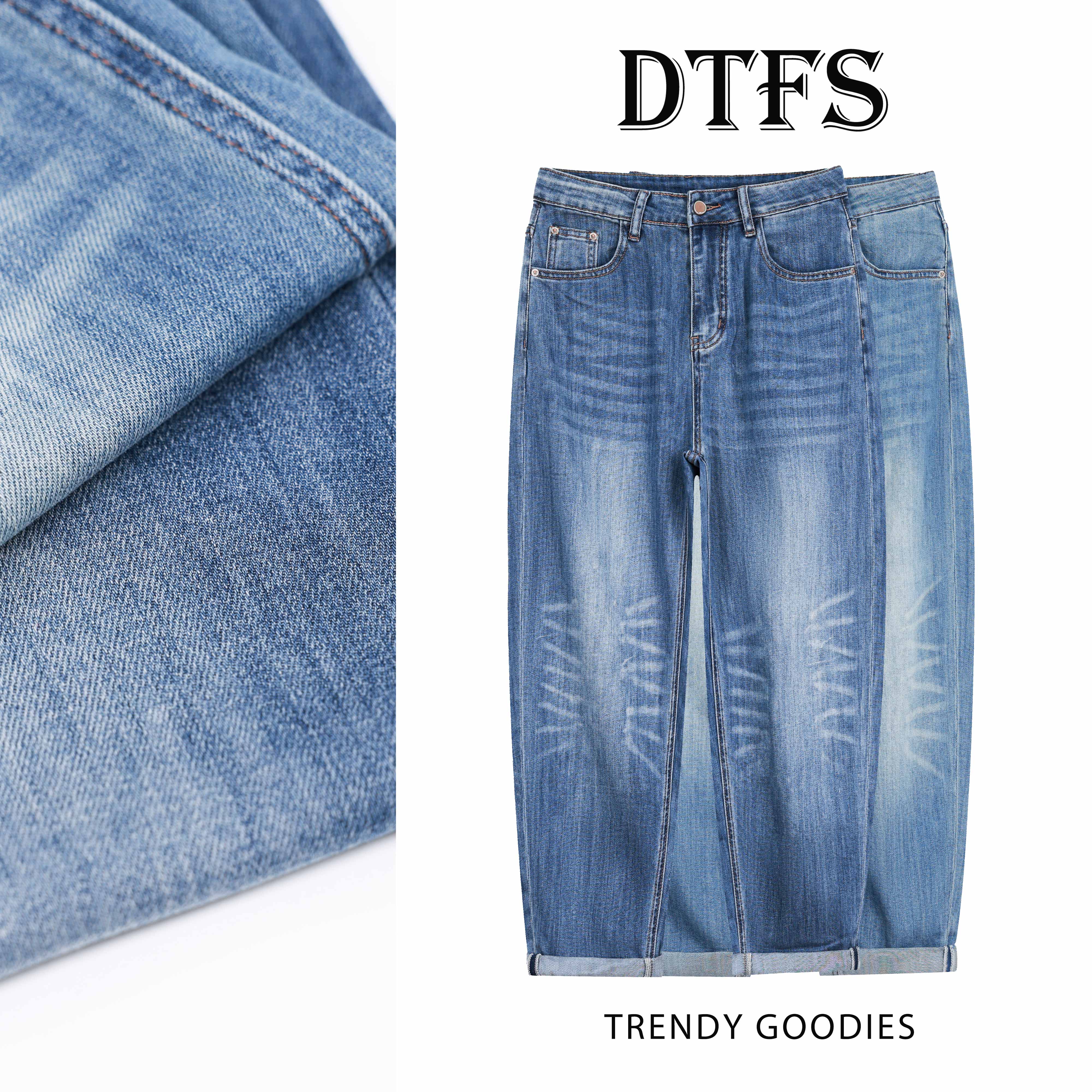 【大婷】欧货复古水洗牛仔哈伦裤女2025夏季爆款高腰显瘦老爹裤9695