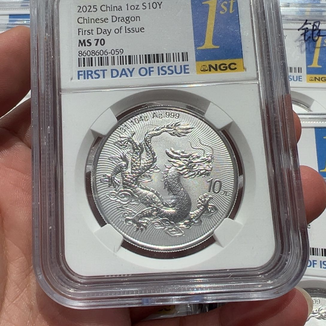 左***亦纯银NGC MS70中国银龙059