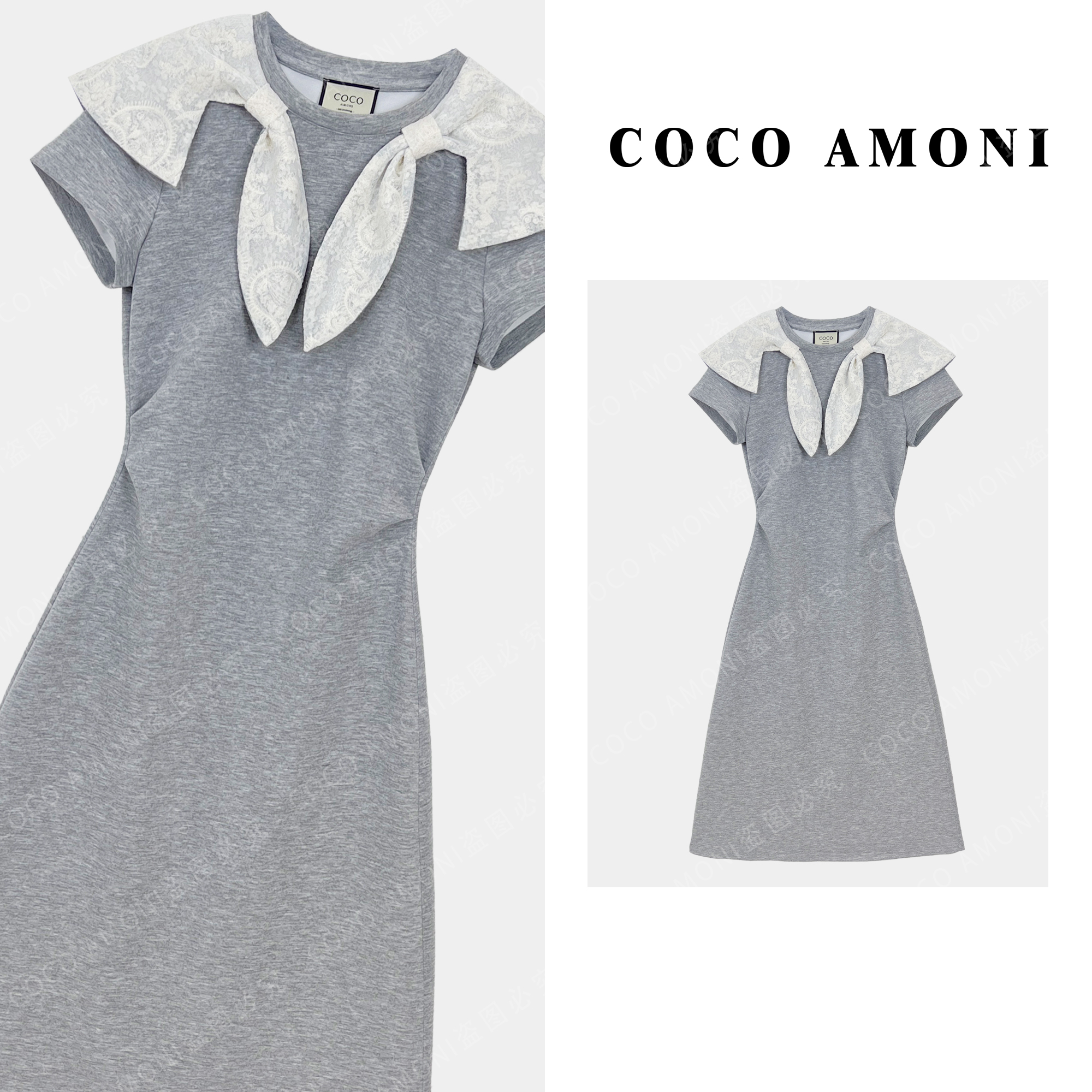 夏日时尚新款设计女装拼接重工褶皱收腰显瘦气质连衣裙AC473