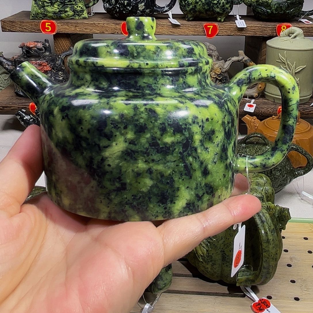 华***茂石材藏玉药王石德钟壶